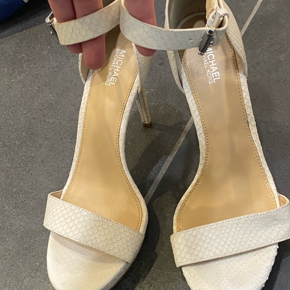 Michael Kors Off White snakeskin heeled sandals